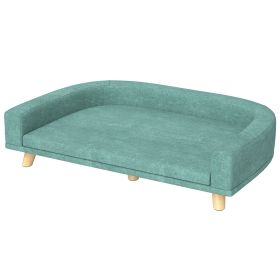 PawHut Large Dog Sofa Bed with Washable Cushion, Green, Comfortable Pet Couch for Dogs & Cats